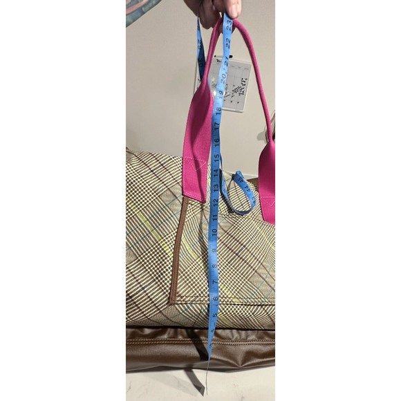 Land’s End Canvas Getaway Duffle Bag Antique Alabaster Pink Glen Plaid Travel - Picture 12 of 16